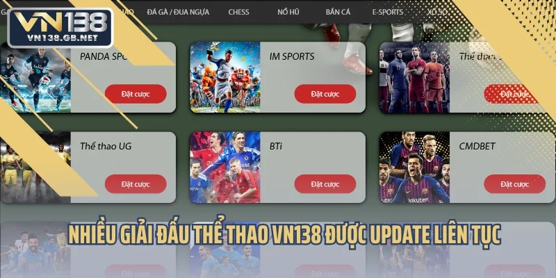 Nhiều giải đấu thể thao VN138 được update liên tục